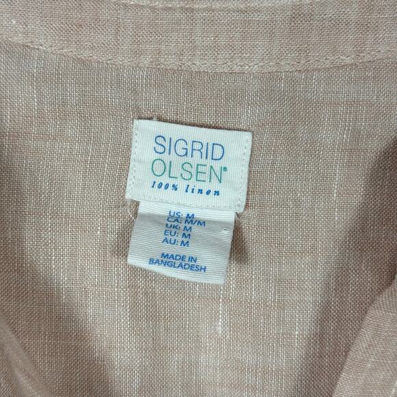 Sigrid Olsen Tunic Top Medium Pink Linen Button up - Picture 7 of 13
